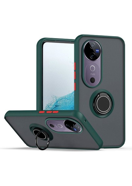 Vivo V40 5g Kılıf Kamera Korumalı Yüzüklü Manyetik Standlı Arkası Buzlu Iring Kapak