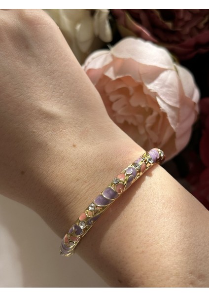 Lila Mineli Kelepçe Bileklik