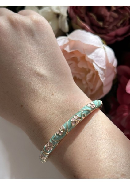 Su Yeşili Mineli Kelepçe Bileklik