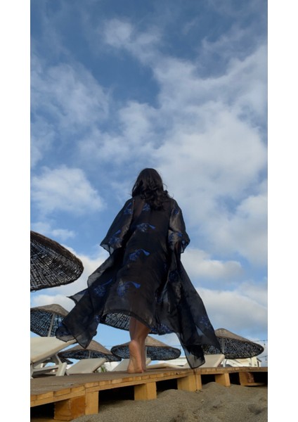 Maxi Uzunlukta Kol Detaylı Japanese Kimono