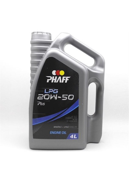00 Phaff 620504LPG 20W50 4lt - Motor Yağı 20W-50 4lt Yüksek Kilometreli Lgpli Araçlar Samara Niva Vega Favorit Felicia Forman Fabıa Octavıa Dogan Kartal Sahın R9 R12 Megane Clıo Tempra Tıpo Uno