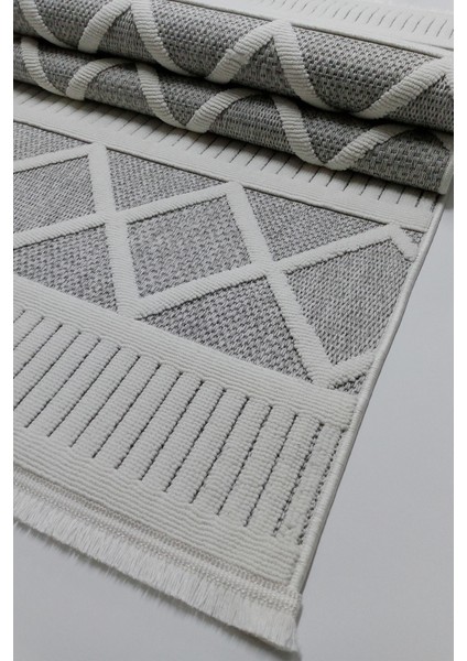 Bukle Soft Twister 0461G Gri-Beyaz Yolluk Salon Antre Koridor Halısı Yumuşak Dokuma Makine Halısı fiyatları