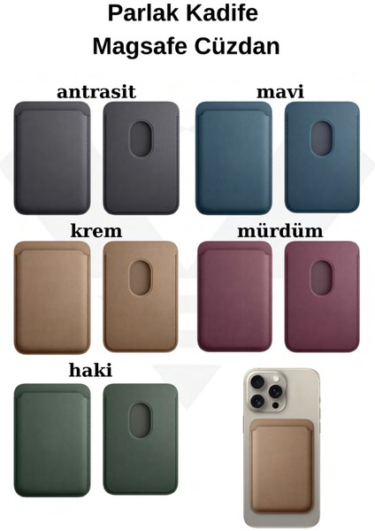 Magsafe Leather Wallet Magsafe Parlak Kadife Cüzdan