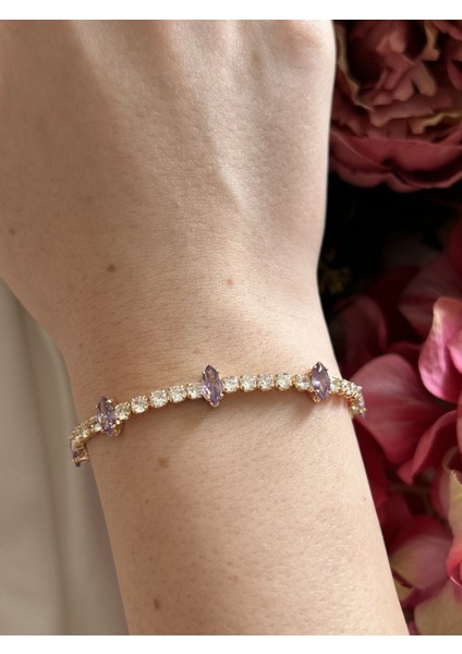 Mor Zirkon Taşlı Bileklik