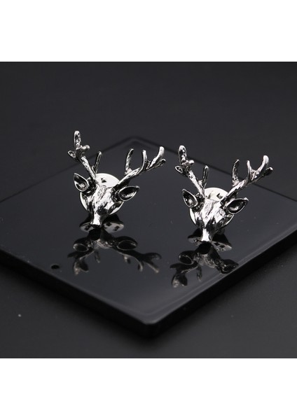 Gümüş Renk Zincirli Geyik Gömlek Yaka Iğnesi & Damatlık & Aksesuar fiyatları