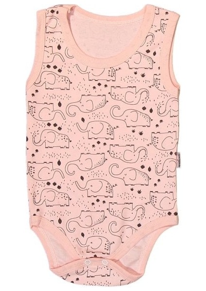 Fil Baskılı Askılı Çıtçıtlı Badi 1 Aylık - Pembe