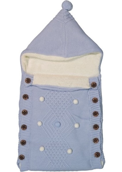 Triko Bebek Ponpon Detaylı Welsoft Kundak 0 - 12 Aylık - Taş