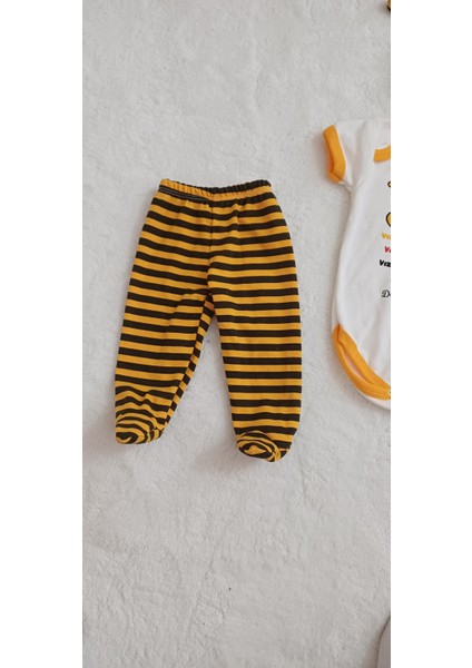 3 Lü Set %100 Pamuk 3-6 / 6-9 / 9-12 Ay Unisex Kız Erkek Arılı Zıbınlı Takım fırsatları