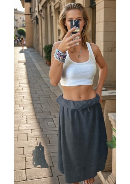 Kadın Giyim Yeni Sezon Bel Detaylı Balon Etek Maxi Box Siyah Renk fiyatları