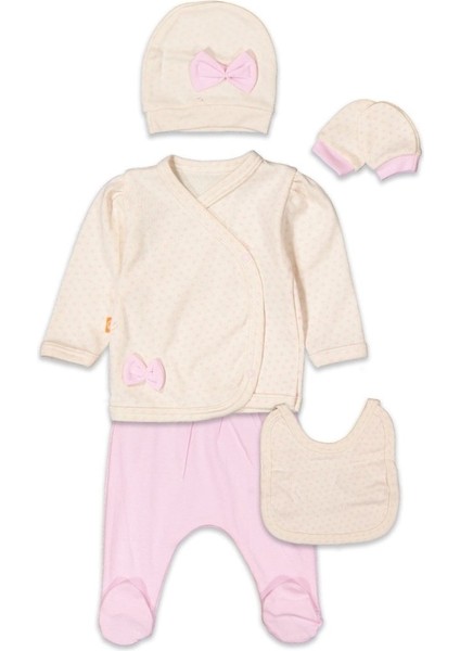 Çiçekli Baskılı Fiyonklu 5 Li Kız Zıbın Takım 6228 0-3 Aylık - Gül Kurusu fiyatları