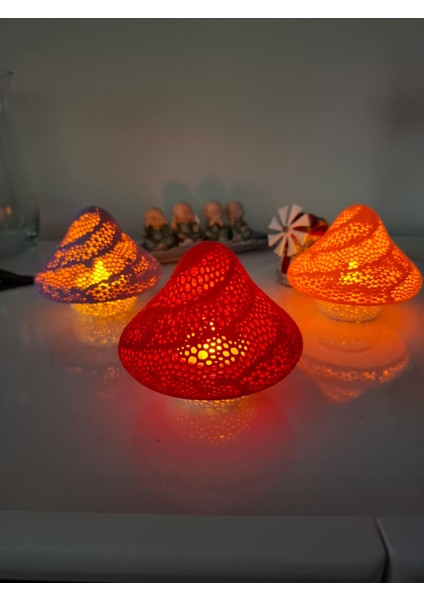 Mantar Şeklinde LED Mum Işıklı Dekoratif Ürün – 3’lü Set (Mor, Turuncu, Kırmızı) 🍄✨ fiyatları