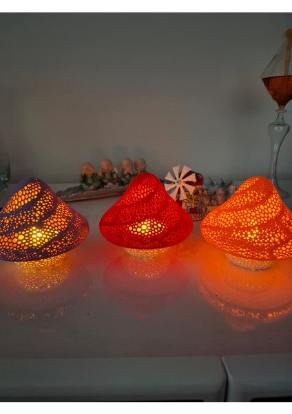 Mantar Şeklinde LED Mum Işıklı Dekoratif Ürün – 3’lü Set (Mor, Turuncu, Kırmızı) 🍄✨ fırsatları