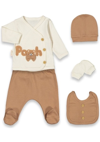 Süzeneli Pooh Nakışlı Fiyonklu 5 Li Erkek Zıbın 0-3 Aylık - Mavi