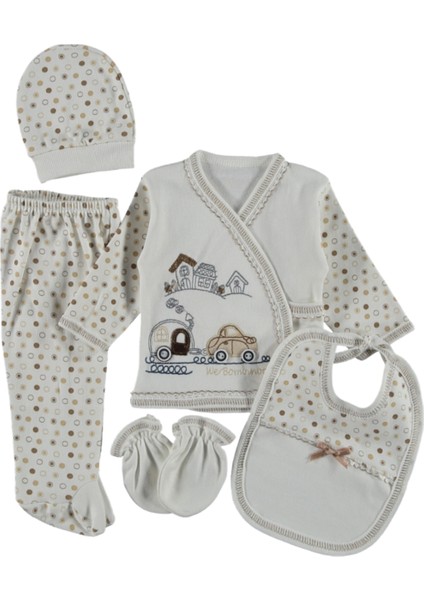 Araba Nakışlı 5 Li Zıbın Seti 0-3 Aylık - Kırmızı