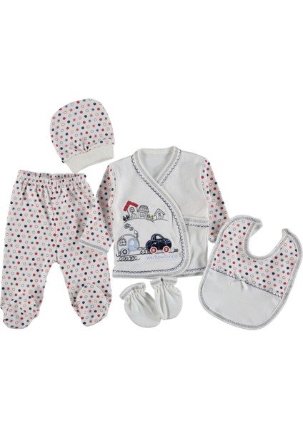 Araba Nakışlı 5 Li Zıbın Seti 0-3 Aylık - Kırmızı indirimleri