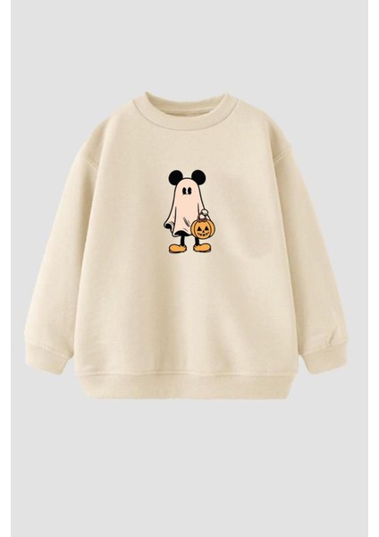Erkek Çocuk Cadılar Bayramı 3 Iplik Pamuklu Kumaş Baskılı Sweatshirt
