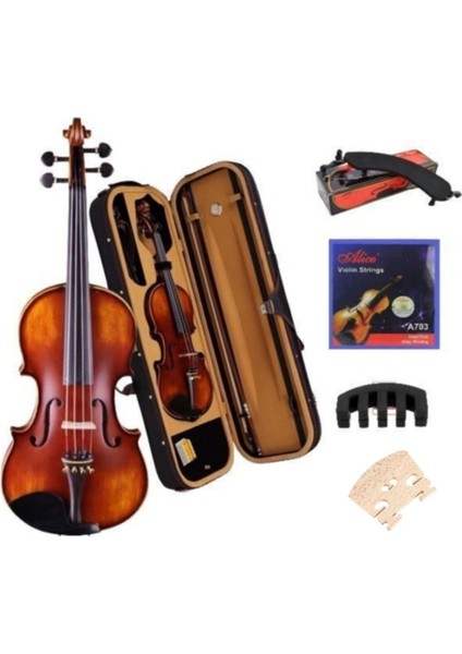 Vla8 Keman Tam Boy 4/4 (Kutu Yay Yastık Yedek Tel Seti Yedek Köprü Reçine Susturucu Kurulum Akort)