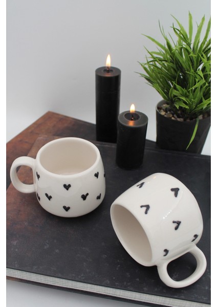 El Yapımı Siyah Kalp Kupa Fincan fiyatları