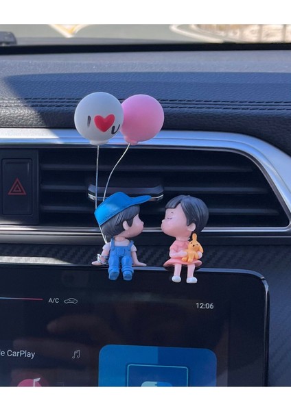 Araba İçi Torpido Süsü Sevimli Çift Biblo Plastik Şık Tasarım Tüm Araç Modellerine Uygun