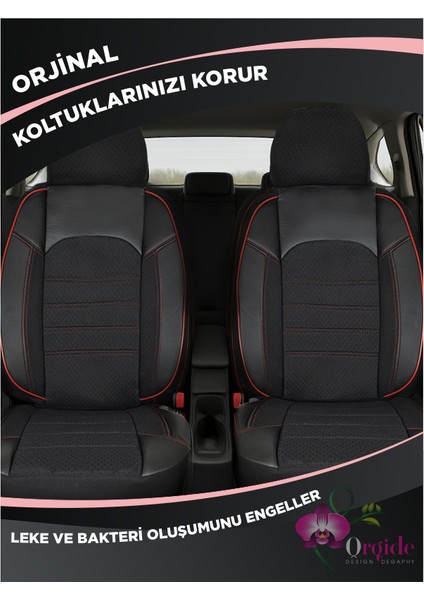 Audi A3 Oto Koltuk Kılıfı Ön Arka Tam Set Mihway Sumix Kırmızı Serisi