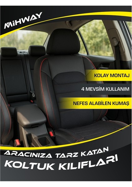 Fiat Bravo Oto Koltuk Kılıfı Ön Arka Tam Set Mihway Sumix Kırmızı Serisi fiyatları