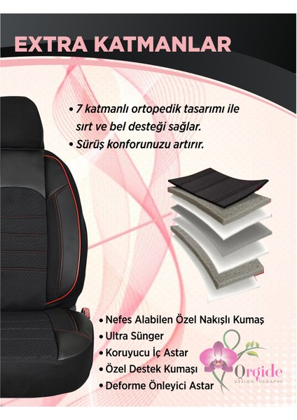 Nissan Almera Oto Koltuk Kılıfı Ön Arka Tam Set Mihway Sumix Kırmızı Serisi