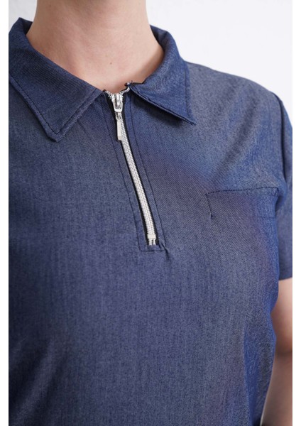 Exclusive Lycra Jean Kombin Fermuarlı Takım Hemşire Forması, Cerrahi Forma, Scrubs Üniforma (Unısex)