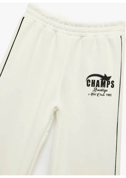 Biyeli Geniş Paça Ekru Kız Çocuk Eşofman Altı 6WKG40084AK modelleri