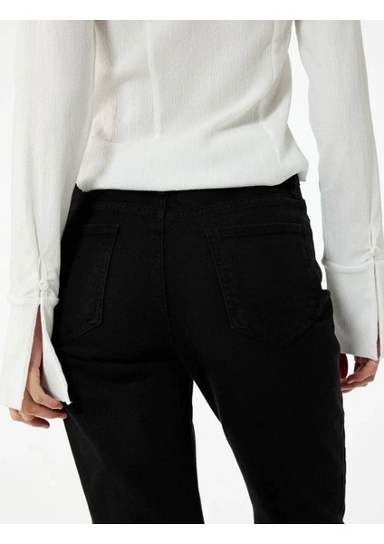 Yüksek Bel Ispanyol Paça Flare Siyah Kadın Pantolon 6WAL40007MW modelleri