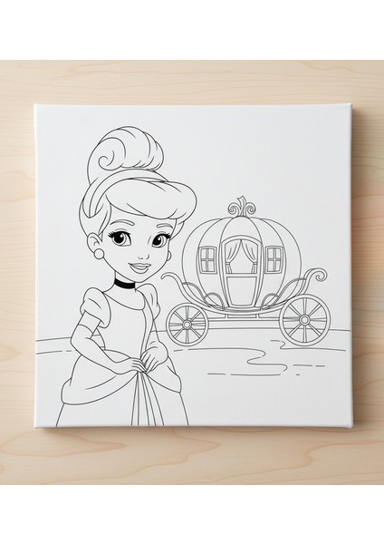 Çocuklar Için Külkedisi Akrilik Boyama Seti & Tuval | Prenses Desenli Eğlenceli Hobi Kiti