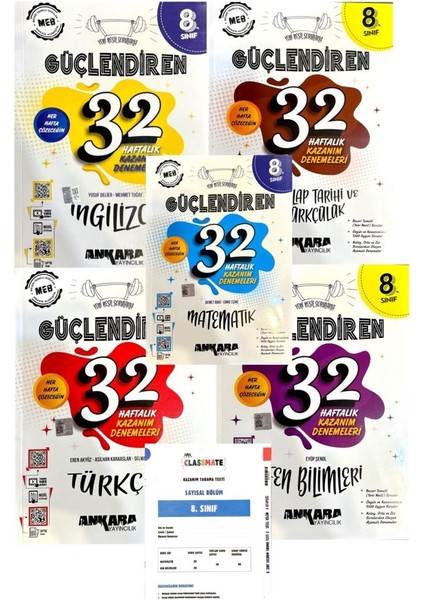 8.sınıf Güçlendiren 32 Haftalık 5'li Deneme Set-Yeni Baskı-