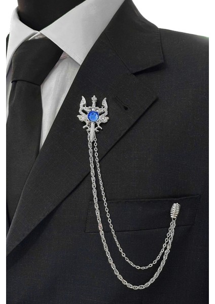 Gümüş Renk Retro Ejderha ve Kılıç Ceket & Damatlık & Blazer Zincirli Yaka Aksesuarı & Iğnesi fiyatları