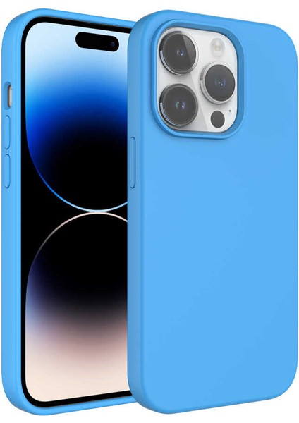 iPhone 14 Pro Uyumlu Sıvı Teknolojili Silinebilir Sert Tkdw Kivi Kapak-Mavi