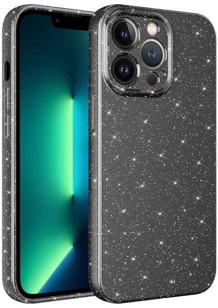 iPhone 13 Pro Max Uyumlu Kamera Korumalı Simli Lüks Tkdw Koton Kapak-Gri