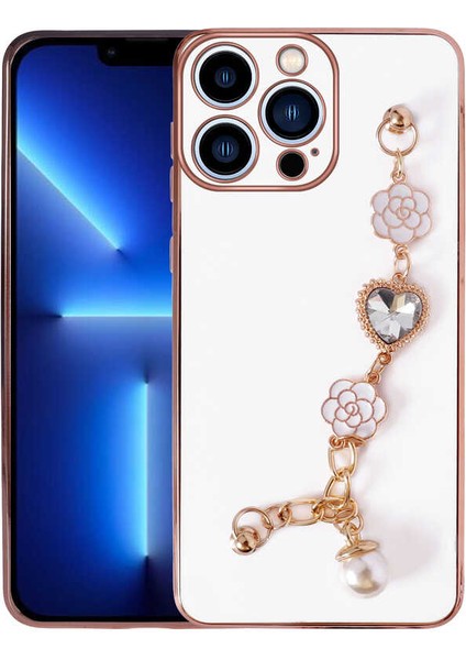 iPhone 12 Pro Max Uyumlu El Tutamaçlı Kamera Korumalı Tkdw Taka Silikon Kapak-Beyaz