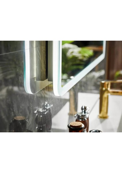 LED Işıklı Dikdörtgen Banyo Aynası - Buğu Önleyici, Ön ve Arka Aydınlatmalı Ayna - 3 Farklı Renk Seçeneğiyle Ayarlanabilir Parlaklık ve Hafıza