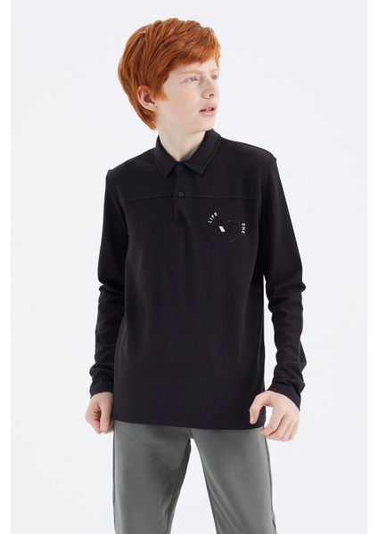 Siyah Polo Yaka Erkek Çocuk T-Shirt - 11172