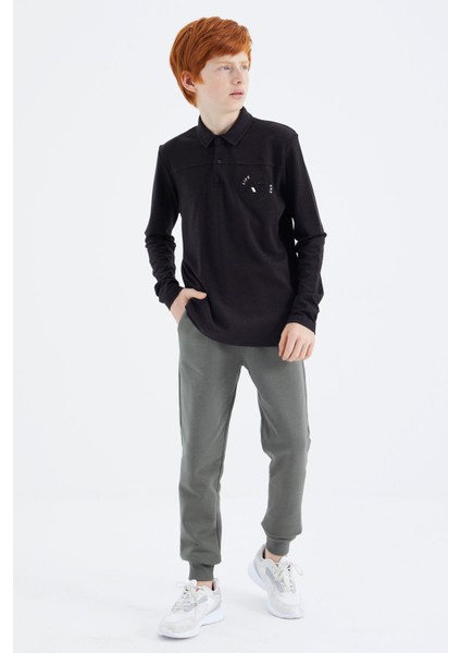 Siyah Polo Yaka Erkek Çocuk T-Shirt - 11172