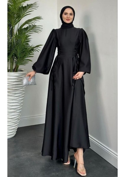 Ip Detaylı Saten Abiye