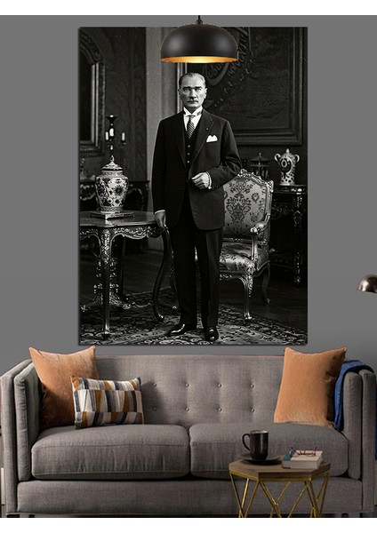 Siyah Beyaz Mustafa Kemal Atatürk Dekoratif Kanvas - Mdf Ahşap Tablo fiyatları