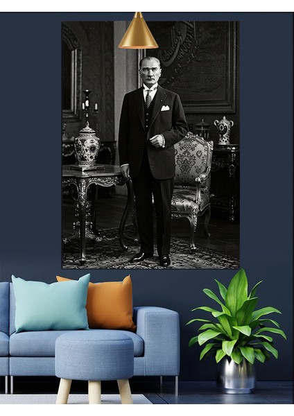 Siyah Beyaz Mustafa Kemal Atatürk Dekoratif Kanvas - Mdf Ahşap Tablo modelleri