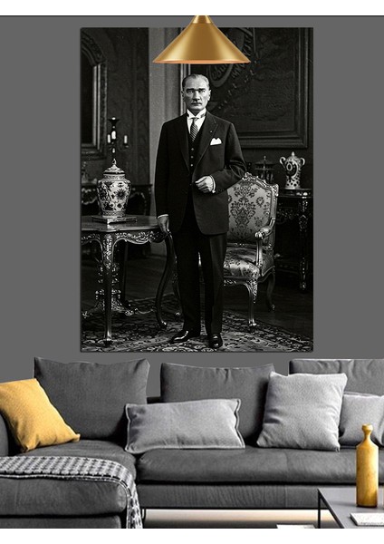 Siyah Beyaz Mustafa Kemal Atatürk Dekoratif Kanvas - Mdf Ahşap Tablo indirimleri