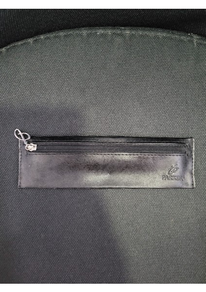 Parker Siyah Kumaş Üzeri Deri Detaylı Fermuarlı Organizer Gözlü Şık Evrak Çanta Bölmesi