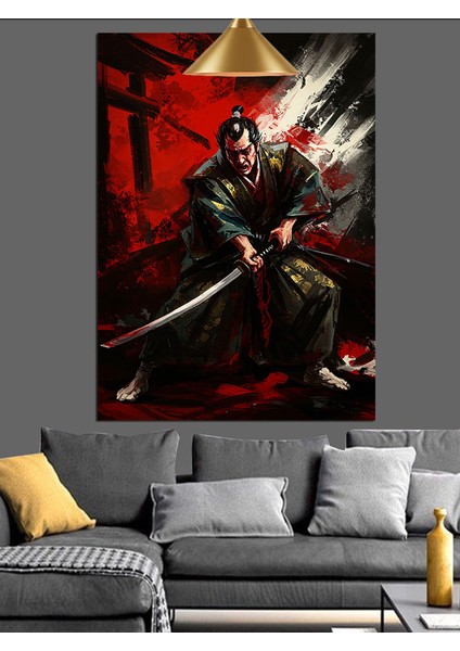 Kılıçlı Kırmızı Savaşçı Dekoratif Kanvas - Mdf Ahşap Tablo modelleri