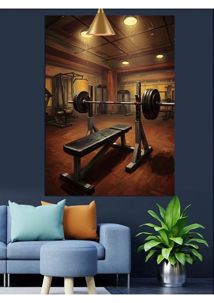 Boş Ağırlık Salonu Dekoratif Kanvas - Mdf Ahşap Tablo