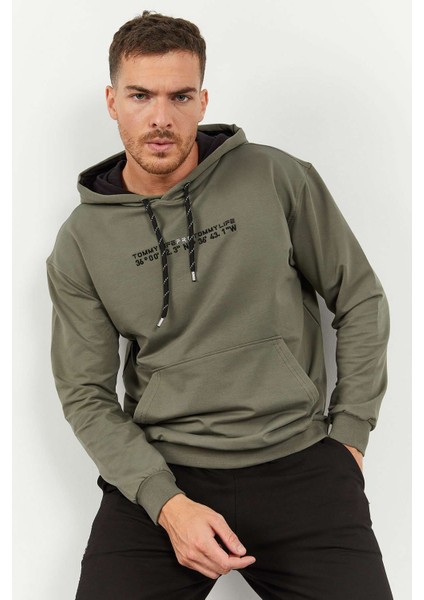 Çağla - Siyah Kapüşonlu Kanguru Cep Lastik Paça Erkek Oversize Eşofman Takımı - 85117