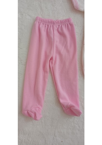 3 Lü Set %100 Pamuk 3-6 / 6-9 / 9-12 Ay Kız Pembe Pandalı Zıbınlı Takım fırsatları