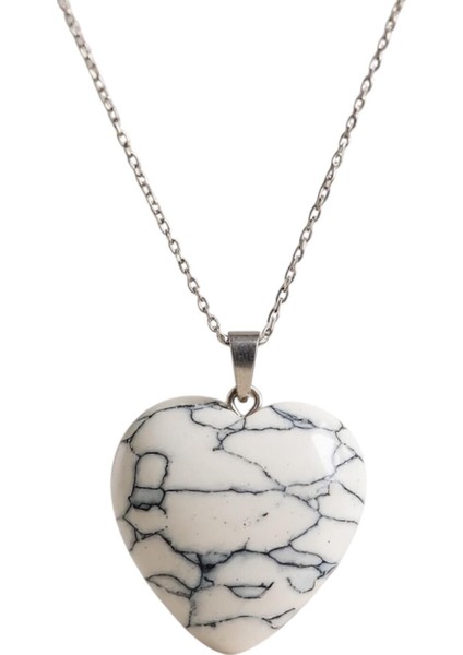 925 Ayar Gümüş Zincirli Havlit Kalp Kadın Kolye (Doğal Taş) fiyatları