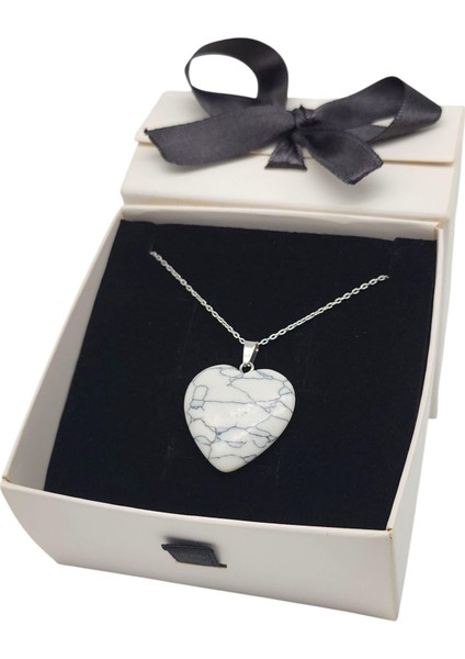 925 Ayar Gümüş Zincirli Havlit Kalp Kadın Kolye (Doğal Taş) modelleri