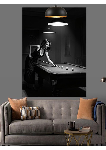Bilardo Masası Kadın Dekoratif Kanvas - Mdf Ahşap Tablo fiyatları